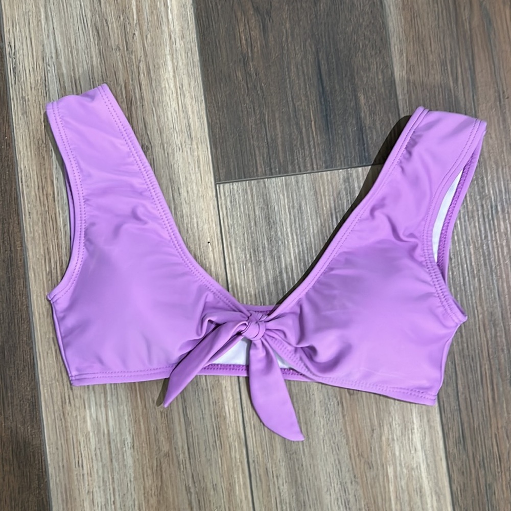 Vero Moda purple, orchid knotted front swim bikini top